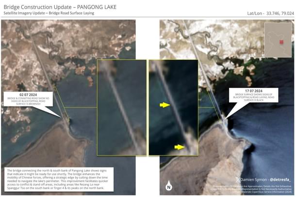 Bridge across Pangong Tso lake in Eastern Ladakh almost complete. (X/ @detresfa_)